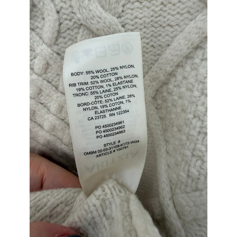 SUNDAY BEST x ARITZIA Women's Cream Peggy Sweater Chunky Fisherman Cable-Knit - Picture 7 of 7